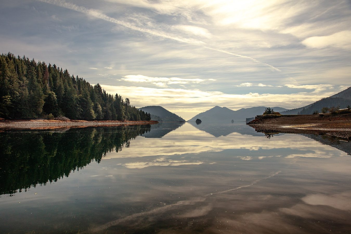 Haida Gwaii (Queen Charlotte Islands)...around Louise Island by Zodiak...early morning reflections from Moresby Camp...